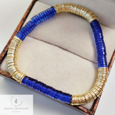Blue Bead Bracelet, Beaded Stretch Bracelets, Heishi Bead Bracelet, Boho Bracelet, Gifts for Women, Stackable Bracelet, Vinyl Bead Bracelet